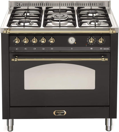 Lofra RNMG96MFTE/CI Cuisinière Noir, Acier Inoxydable Gaz a Fours Et Cuisinières (Cuisinière, Noir, Acier Inoxydable, Rotatif, Devant, Gaz, Centre)