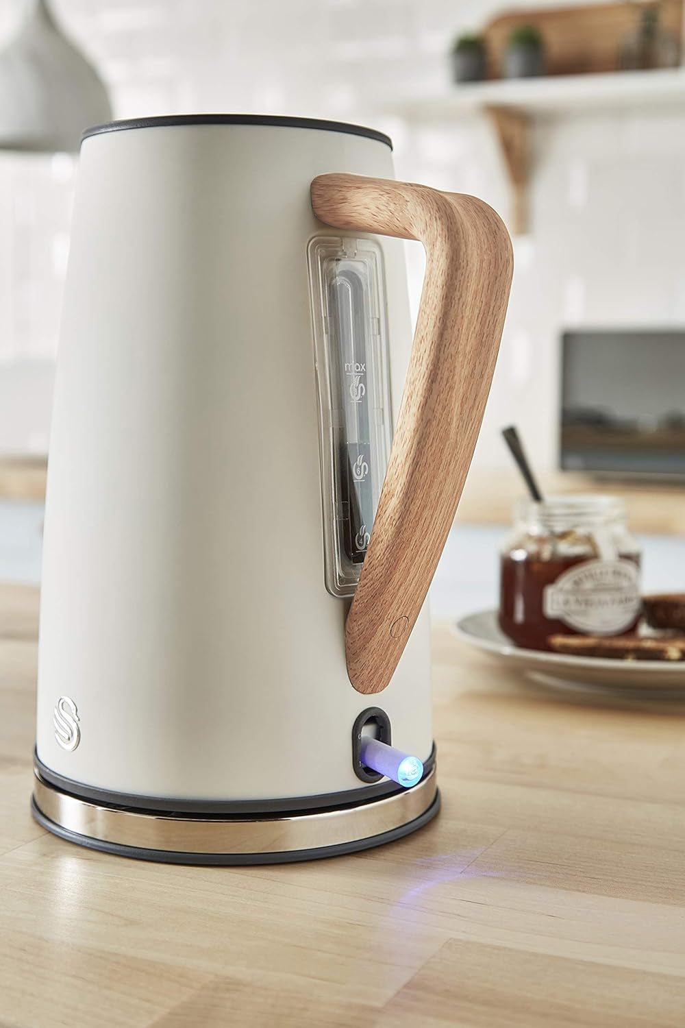 Nordic Micro-Ondes Numérique 20 L, 6 Niveaux De Fonctionnement, 800 W Puissance & Nordic Bouilloire Électrique Ultra Rapide Sans Fil Design Moderne 1,7 L 2200 W Poignée Effet Bois Blanc