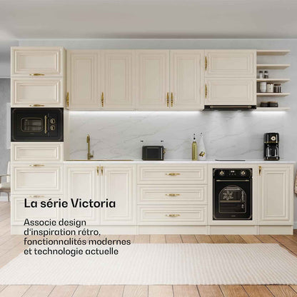 Klarstein Elizabeth Slim Four Encastrable 45 Cm - 49 L, 9 Fonctions, Minuterie Numérique, Nettoyage Vapeur, Gril Ventilé, Classe Énergétique A, Verre Trempé Noir
