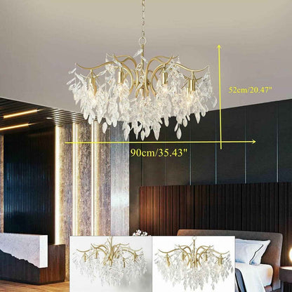 Luxueux Lustre À 9 Branches En Cristal Lustre Cristal Transparent Plafonnier Lampe À Suspension Verre Cristal Métal Classique Pour Chambre À Coucher, Salon, Salle À Manger, Couloir