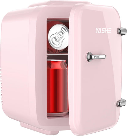 Mini Frigo De Chambre, 4 Litres Frigo Cosmetique, Petit Frigo Thermoélectrique CA/CC Pour Boissons, Nourriture, Beauté, Bureau, Dortoir, Voiture, Rose