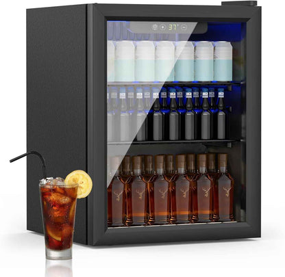 Réfrigérateur À Boissons Compact Et Autoportant, 70 Canettes/50L, Mini-Réfrigérateur Avec Porte Transparent Pour Sodas, Petit Réfrigérateur Sous Comptoir Avec Clayettes Réglables