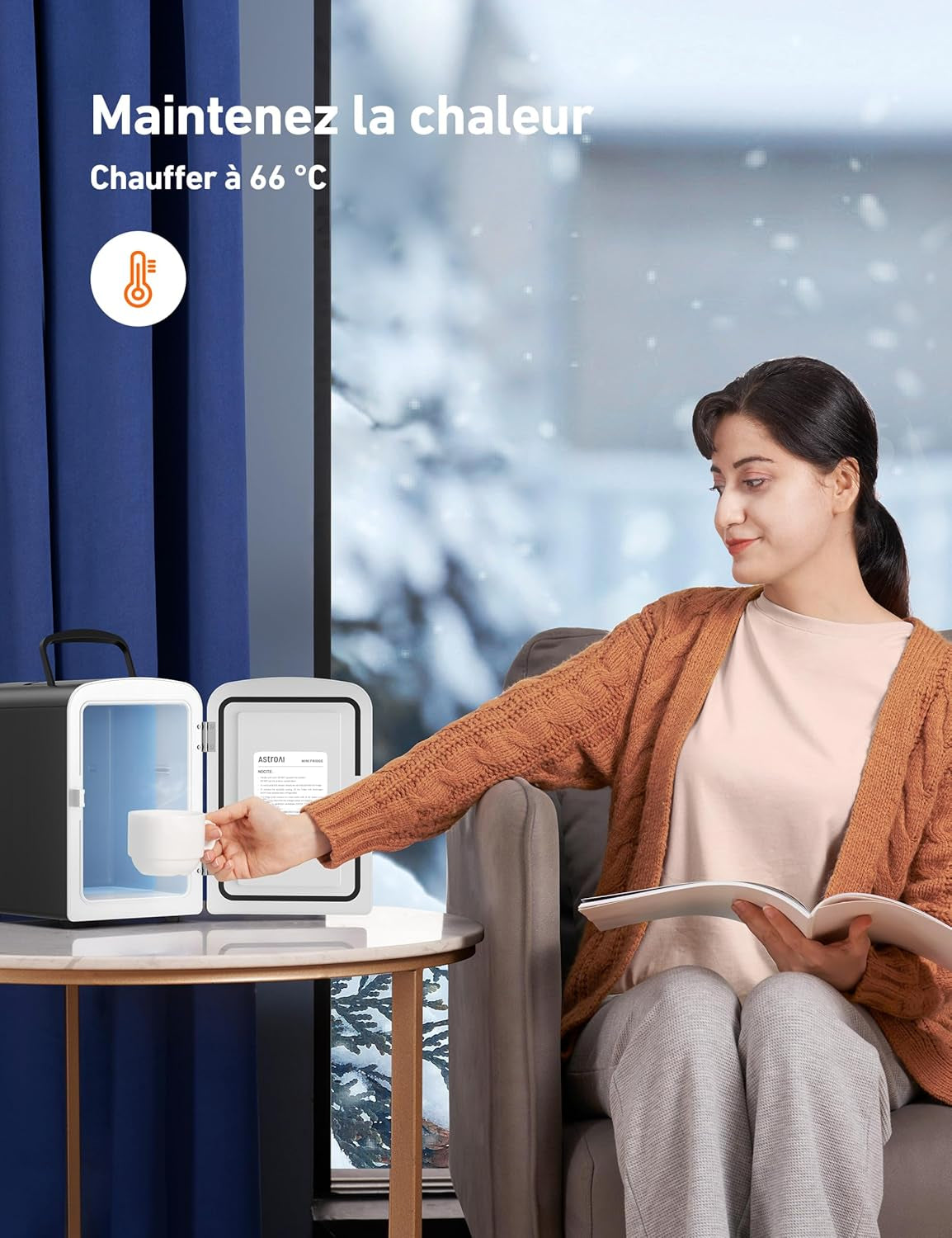 Mini Frigo De Chambre, Mini Réfrigérateur Voiture Portatif 4L 12V/220V, Glacière Électrique Chaud/Froid 0-66°C, Cadeau Femme Homme Garantie 3 Ans (Black)
