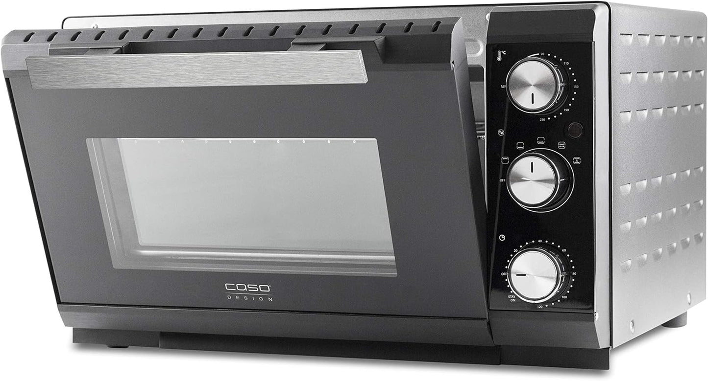 CASO to 20 – Four Design, 5 Fonctions : Recirculation, Tournebroche Avec Moteur, Chaleur De Voûte, Chaleur De Sole, Chaleur De Voûte Et De Sole, Réglage En Continu De La Température De 70 À 230 °C,