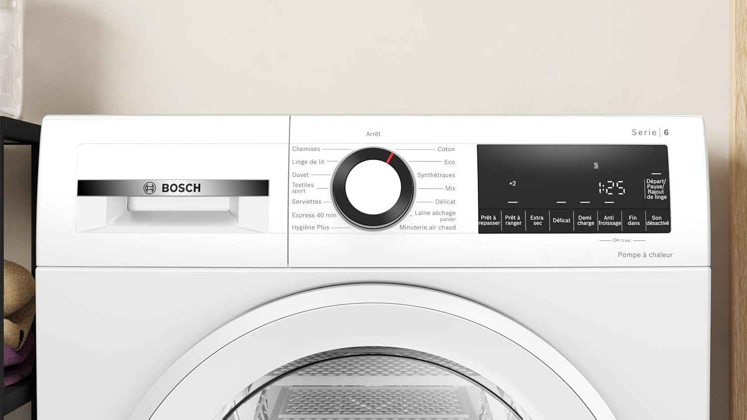 Bosch WQG133DTFR, Série 6, Sèche Linge, Pompe À Chaleur, 8 Kg, Blanc