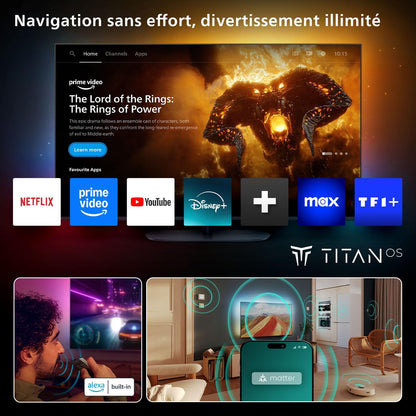 Philips 65MLED810 Mini LED 4K Smart TV - Écran 65 Pouces Avec P5 Perfect Picture Engine Ultra HD, Titan OS, Dolby Vision Et Son Dolby Atmos