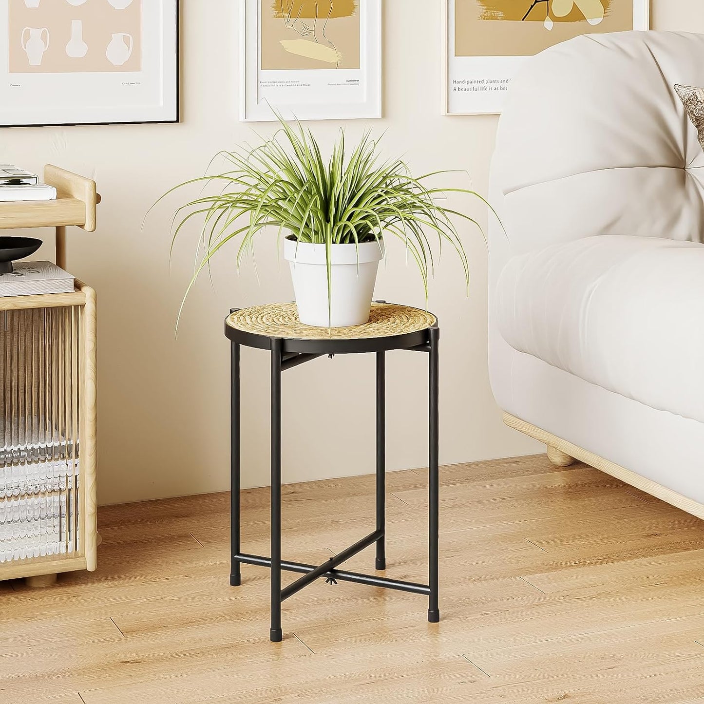 Support Rond Pour Plantes D'Extérieur - Tabouret Pour Plantes - Support De Fleurs - En Métal Noir - Banc De Fleurs - Pour Salon - Petite Table D'Appoint - Petite Table Basse - Décoration De