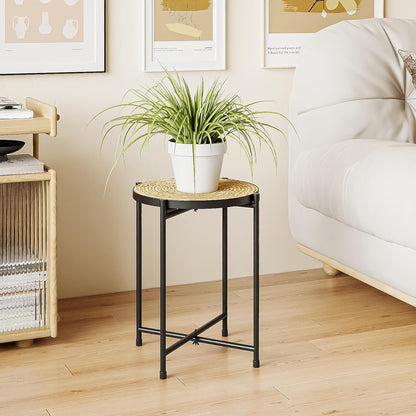 Support Rond Pour Plantes D'Extérieur - Tabouret Pour Plantes - Support De Fleurs - En Métal Noir - Banc De Fleurs - Pour Salon - Petite Table D'Appoint - Petite Table Basse - Décoration De