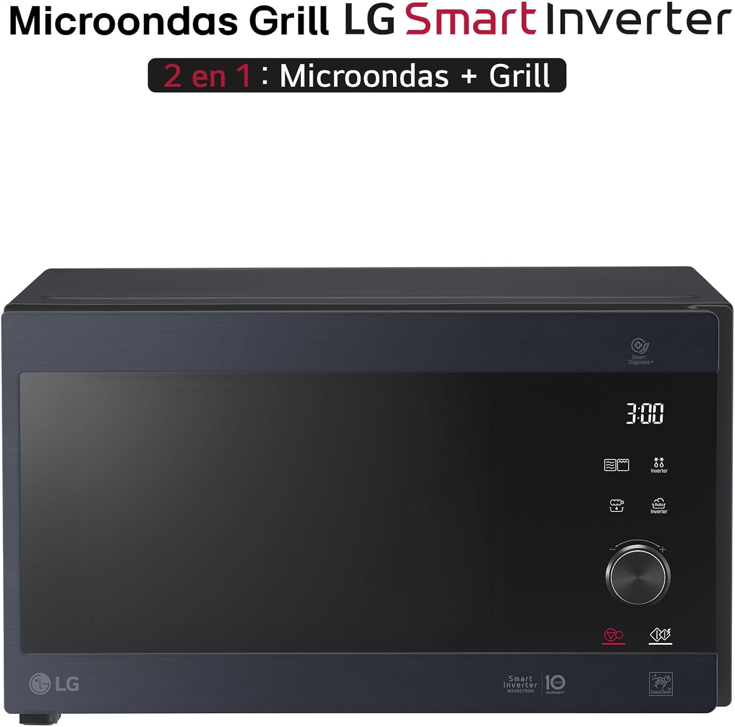 MH6565CPW Grill Smart Inverter Micro-Ondes 1 000 W Grill 900 W Micro+Grill 1 450 W 25 Litres De Capacité Écran LED Plateau Crispy Plateau Intérieur 292 Mm Noir Mat