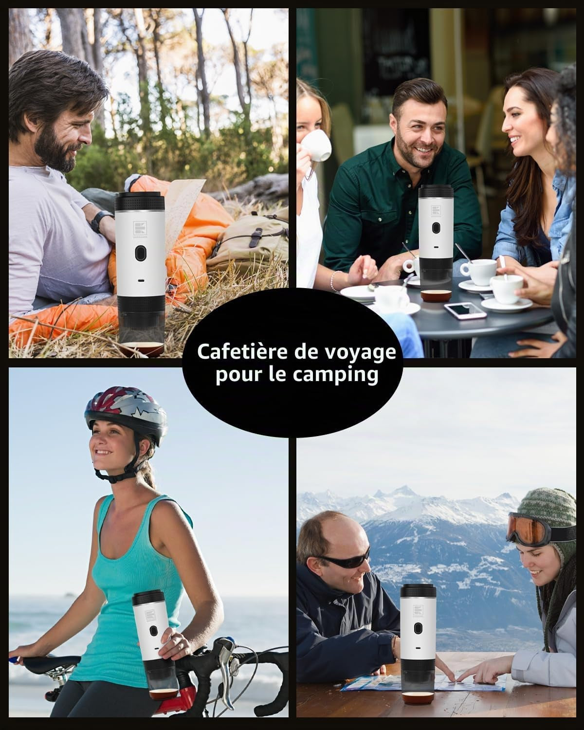 Machine À Expresso Électrique Portable, Cafetière De Voyage Pour Le Camping, Cafetière À Piles Compatible Avec Le Café Moulu Et Les Capsules NS, Blanche
