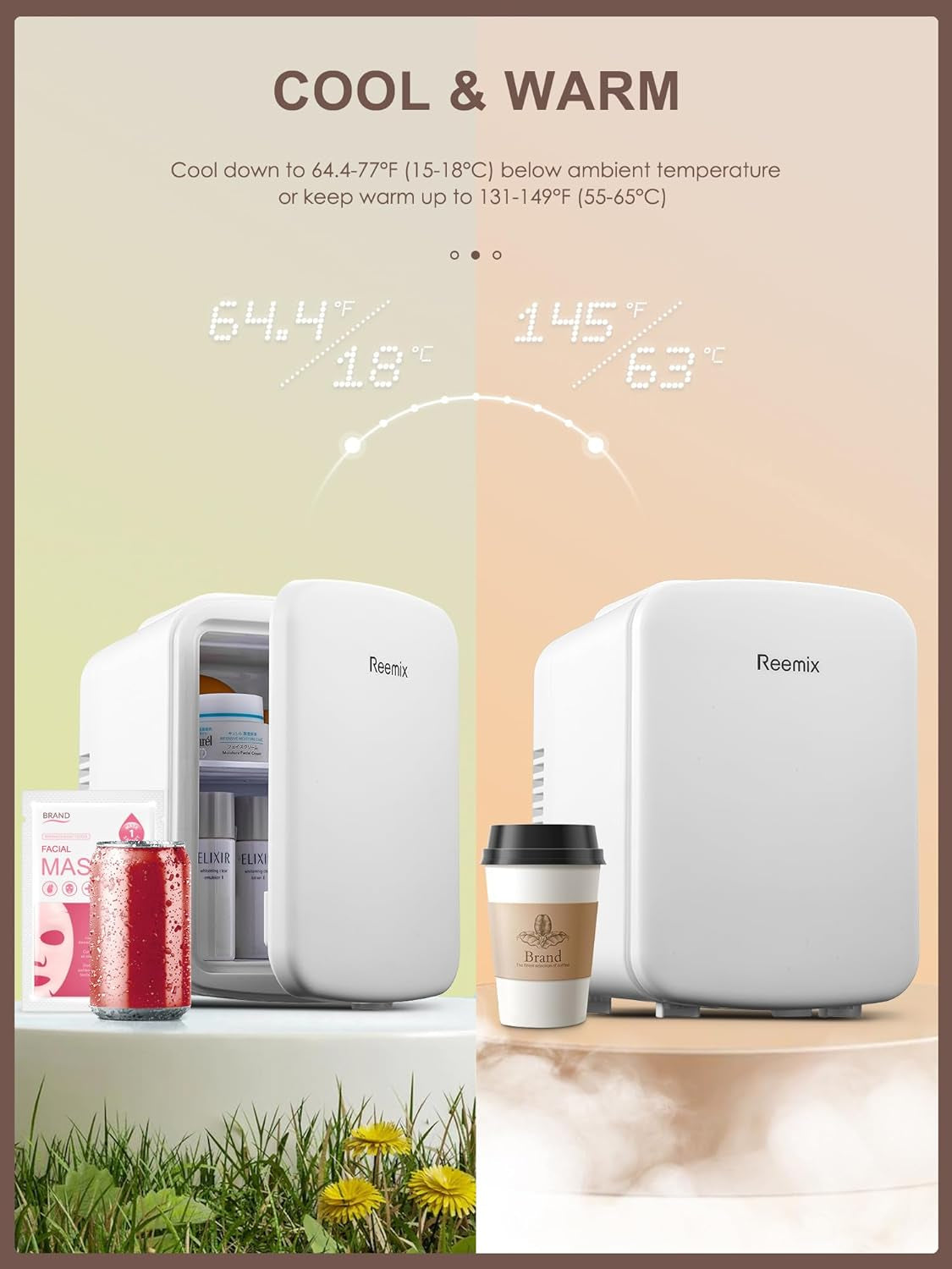 Mini Frigo De Chambre 4L/6 Canettes, Petit Frigo Portable 240V/12V, Mode Silencieux, Fonction Chaud Et Froid, Refrigerateur Petit, Frigo Bar (Blanc)