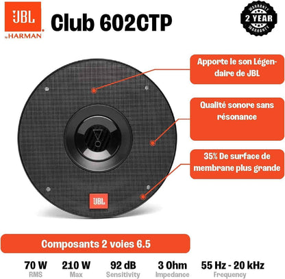 Club 602CTP Système Haut Parleur Voiture À 2 Voies De Harman Kardon - Ensemble D' Enceinte À Composants De 210 Watts, 16 - 17 Cm, Hauts Parleurs D'Aigus Et Filtres