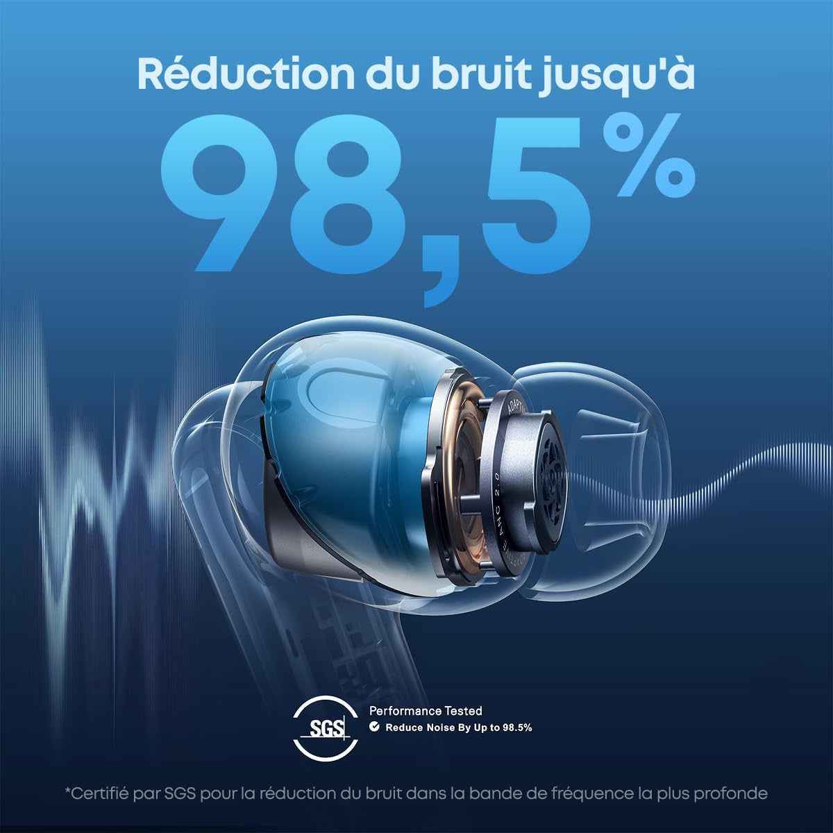 Par Anker Liberty 4 NC Écouteurs Bluetooth Sans Fil 5.3. Avec ANC | Bluetooth 5.3, Réduction De Bruit Adaptative Aux Oreilles Et À L'Environnement, Hi-Res, 50H De Lecture (Noir)