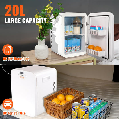 Mini Frigo 20 L 22 Canettes De 330 Ml Mini Réfrigérateur Portable 12 V DC/220 V AC Petit Frigo Cosmétique Mode Chaud/Froid Température -9 À 65 ℃ Pour Aliments Boissons Médicaments Cosmétiques