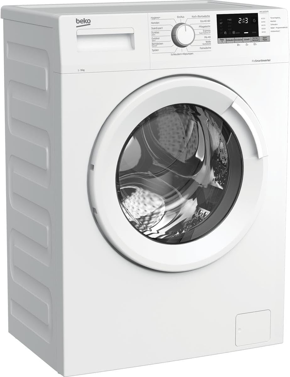 Beko WML91433NP1 B100 Machine À Laver 9 Kg Avec Écran Multifonction Avec Départ Différé, Fonction Addxtra, Retrait Des Poils D'Animaux Domestiques, Fonction De Rajout, Blanc