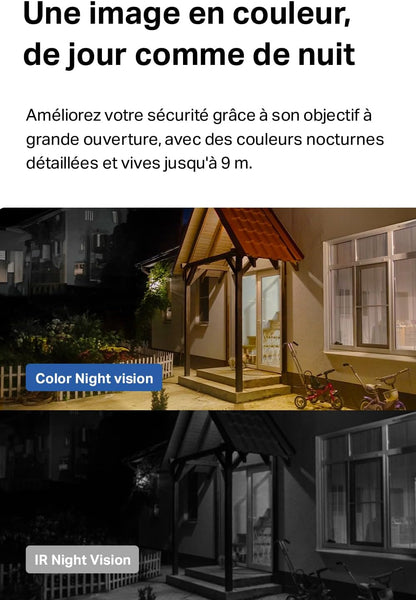 2K Camera Exterieur Sans Fil Solaire Detection Personne IA,C410 KIT | Alimentation Électrique Continue,Vision Nocturne Couleur, Stockage Flexible Microsd 512Go/Cloud,Ip65,Aucun Hub Requis