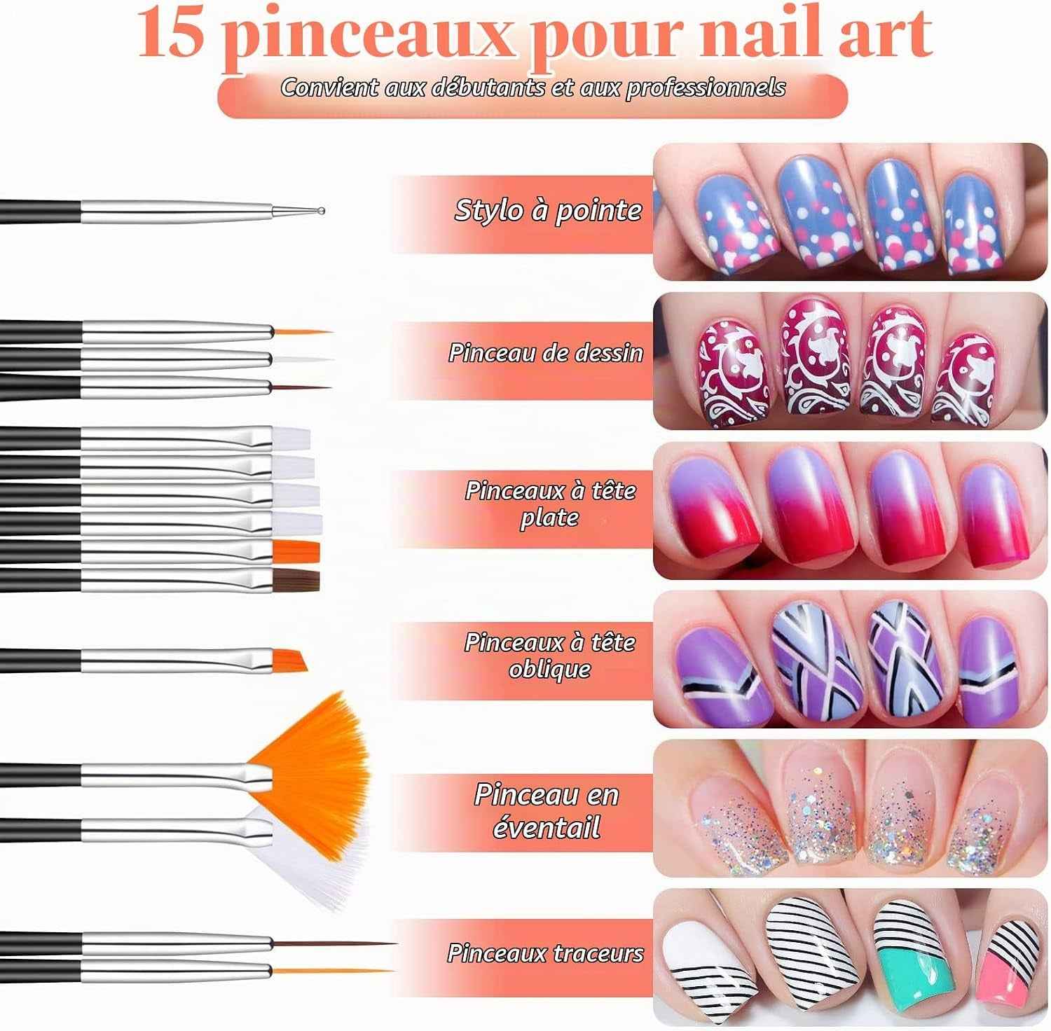 25 Pièces Pinceaux À Nail Art Ongles, Kit Complet De Pinceaux Gel Précision En Acrylique Et Pinceaux Dégradeurs Dotingtool Pour Décoration Des Ongles Et Usage Professionnel Manucure