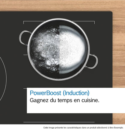 Bosch PIJ631HB1E Série 6 - Plaque Induction, Zone De Cuisson De 28 Cm | 60 Cm, Noir, 3 Foyers, Home Connect, Timer Avec Fonction Arrêt, 17 Niveaux De Réglage De La Puissance