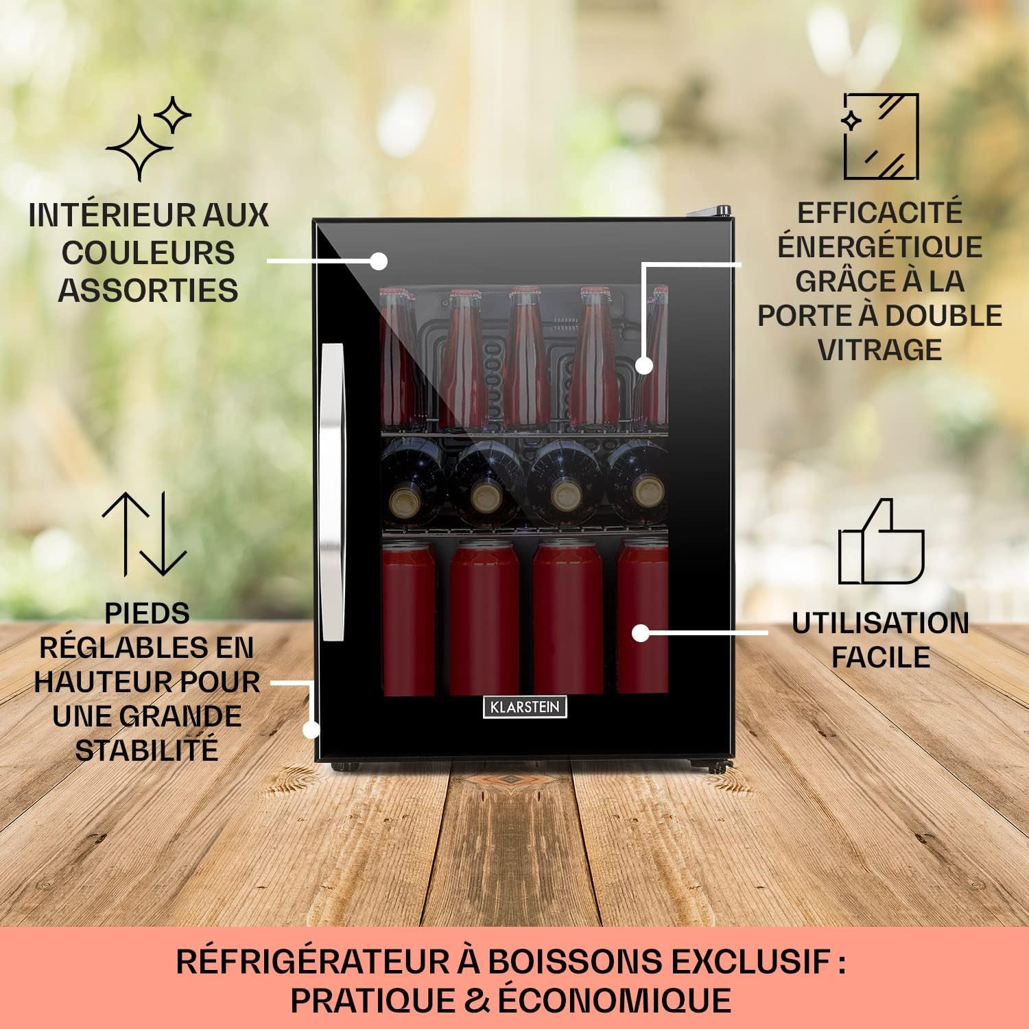 Mini Frigo De Chambre Et Bureau Pour Boisson, Petit Frigo Silencieux, Refrigerateur Mini Bar 33L, Petit Réfrigérateur Camping, Étagères Réglables Pour Le Vin, Cannette, Beer Fridge