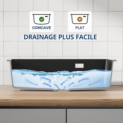 Évier De Cuisine Noir 70 X 45 X 20 Cm Avec Robinet Noir Extensible En Granit Avec Bonde Et Trop-Plein, 1 Bac Encastrable À Partir De 80 Cm De Largeur D'Armoire, Évier De Cuisine Avec Robinet