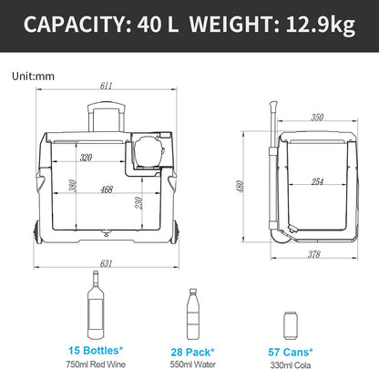 CX40 40L Réfrigérateur De Voiture Portable Congélateur Et Réfrigérateur, Glaciere Électrique À Compression Pour Maison, Dortoir, Camping