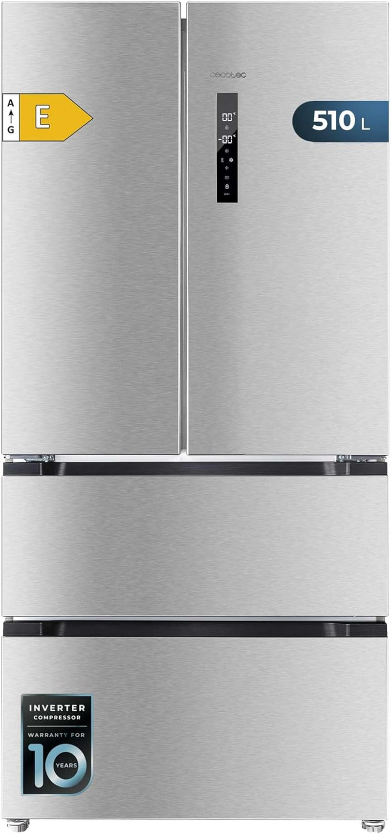 Refrigerator French Door Stainless Steel 510 L Bolero Coolmarket FD 510 Inox E. 183 Cm High, 84 Cm Wide, Motor Inverter Plus, Fast Cooling and Fast Freezing, Multiairflow, Total Nofrost