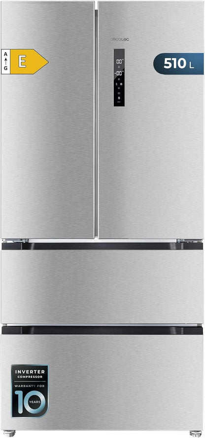 Refrigerator French Door Stainless Steel 510 L Bolero Coolmarket FD 510 Inox E. 183 Cm High, 84 Cm Wide, Motor Inverter Plus, Fast Cooling and Fast Freezing, Multiairflow, Total Nofrost
