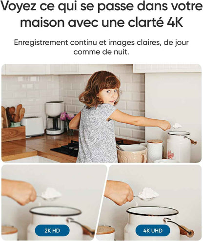 Eufy E30 4K Caméra Intérieure, Caméra De Surveillance Intérieure | Caméra Pour Bébés Et Animaux, 4K UHD, Rotation 360° Et Inclinaison, Vision Nocturne, Détection IA, Sans Frais Mensuels