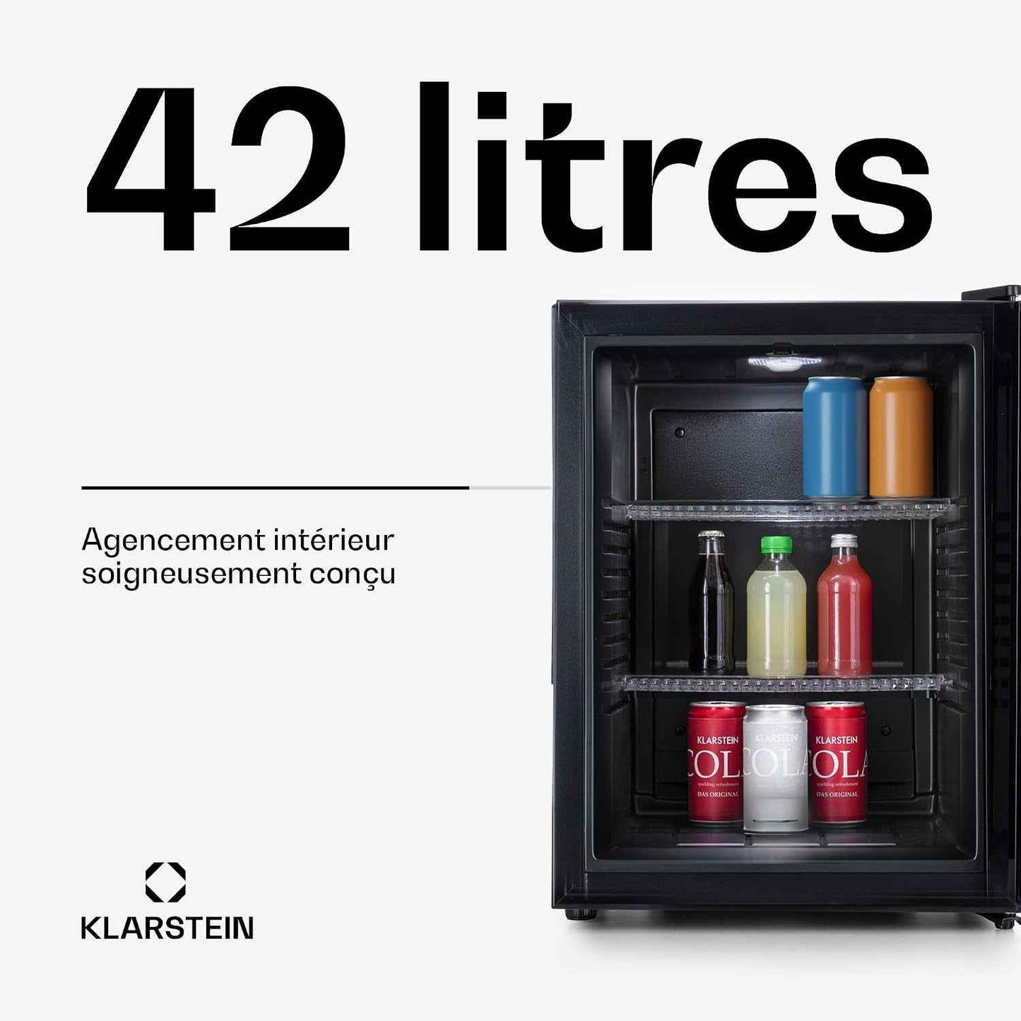 Petit Frigo De Chambre De 42L Pour Snacks Et Boissons, Top Silencieux, Mini Bar, Camping, Cosmetique, Refrigerateur Avec Étagères Réglables, 12-18°C