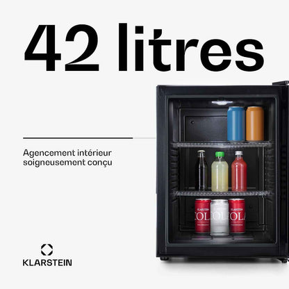 Petit Frigo De Chambre De 42L Pour Snacks Et Boissons, Top Silencieux, Mini Bar, Camping, Cosmetique, Refrigerateur Avec Étagères Réglables, 12-18°C