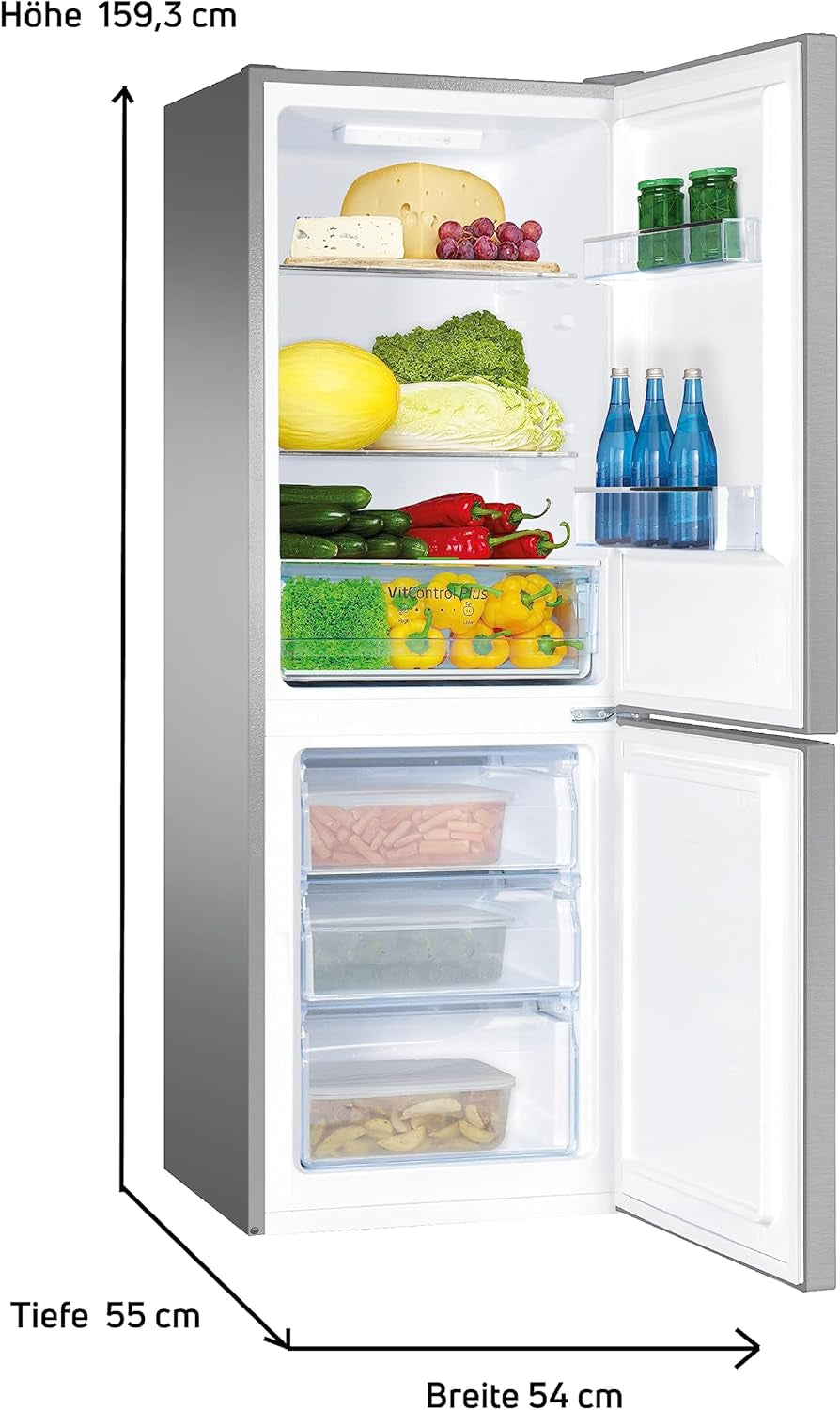 Amica KGCL 386 160 E Réfrigérateur-Congélateur Autoportante 227 L Acier Inoxydable