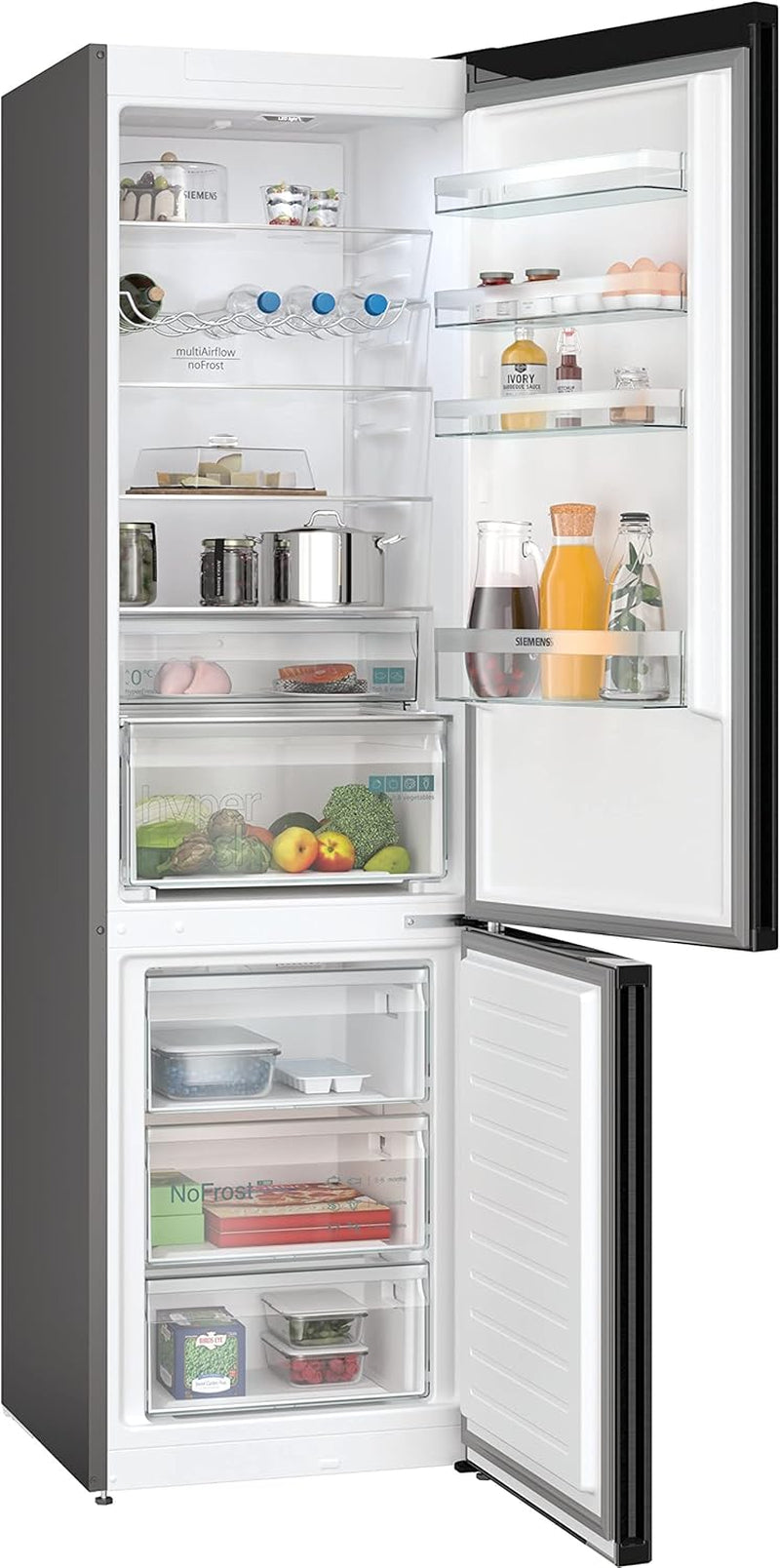 KG39NXXCF Iq300 - Réfrigérateur Avec Congélateur - 203 X 60 Cm - 280 L De Réfrigérateur + 119 L De Congélateur - Hyperfresh - Fraîcheur plus Longue - Nofrost - Supercooling - Refroidissement