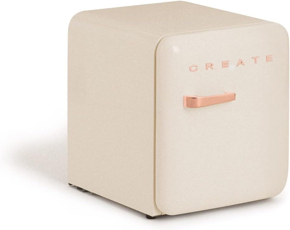 / RETRO FRIDGE 50 ROSE Gold/Réfrigérateur Blanc Cassé Avec Poignée or Rose/Pratique Et Fonctionnel, Matériaux Résistants