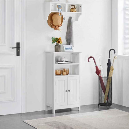 Meuble De Salle De Bain, Meuble De Rangement, 2 Étagères, Armoire Planche Réglable En Hauteur, Salon, Cuisine, Couloir, Profond 50 X 30 X 92,5 Cm Blanc
