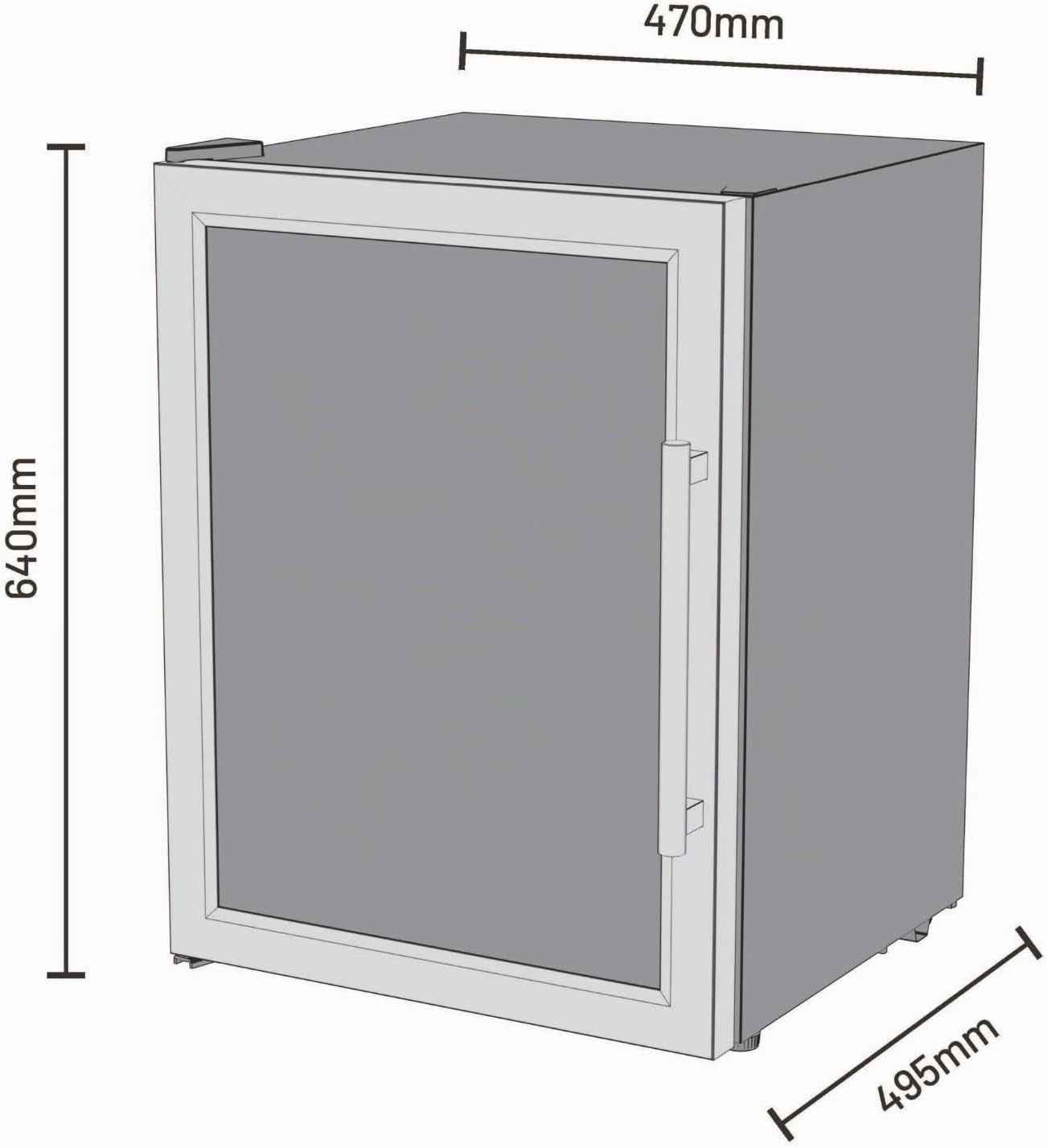 ® Réfrigérateur 60L – Porte Vitrée & Cadre Acier Inoxydable – Frigo Compact Pour Cuisine Extérieure – Silencieux 46Db – Classe Énergétique G – Design Noir