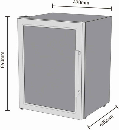 ® Réfrigérateur 60L – Porte Vitrée & Cadre Acier Inoxydable – Frigo Compact Pour Cuisine Extérieure – Silencieux 46Db – Classe Énergétique G – Design Noir