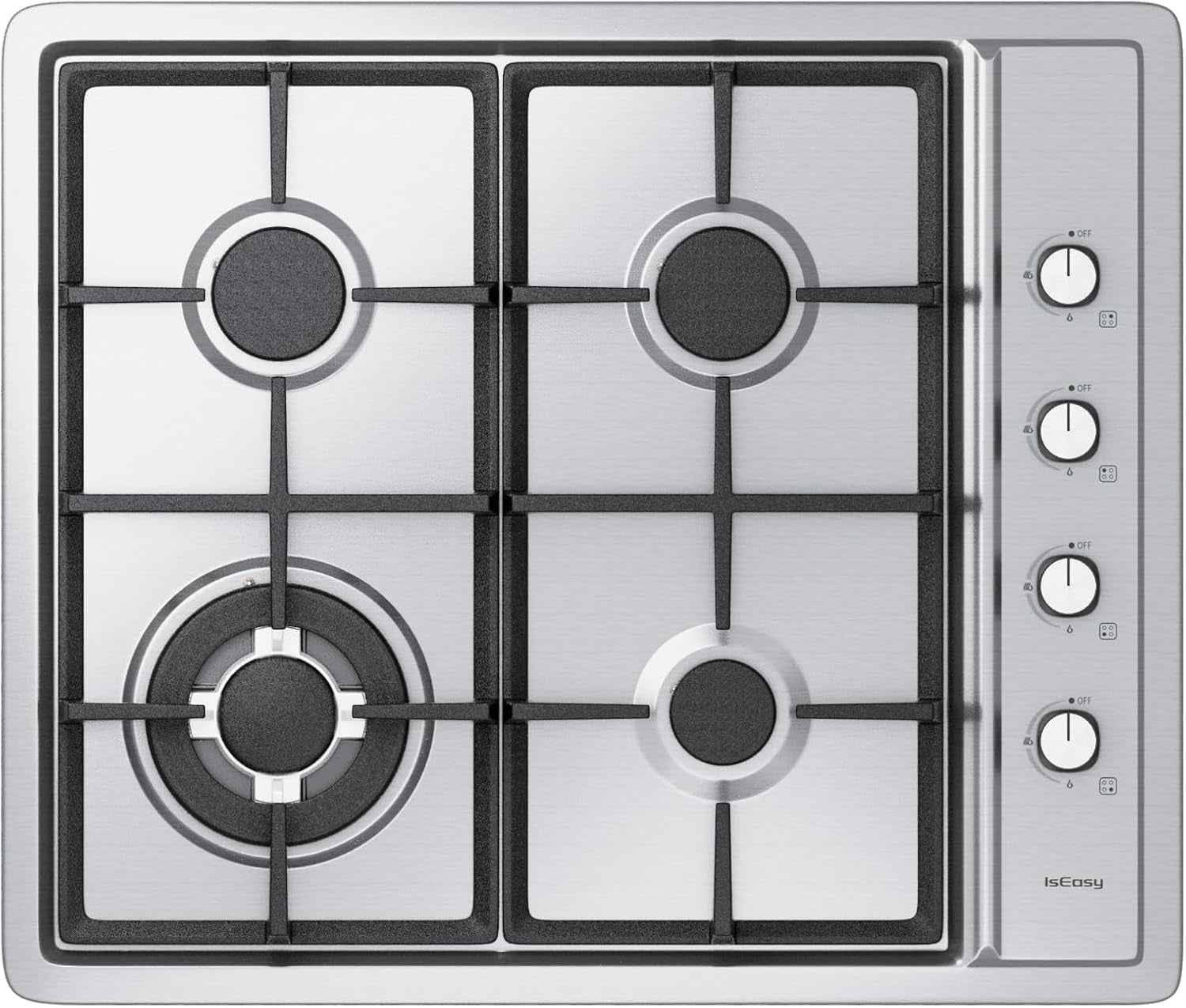 Plaque De Cuisson Gaz 4 Feux Inox, Plaque Gaz 60 Cm Encastrable, 7,8 Kw, Gaz De Ville Et Bouteille, Sécurité Thermocouple, Grille Fonte