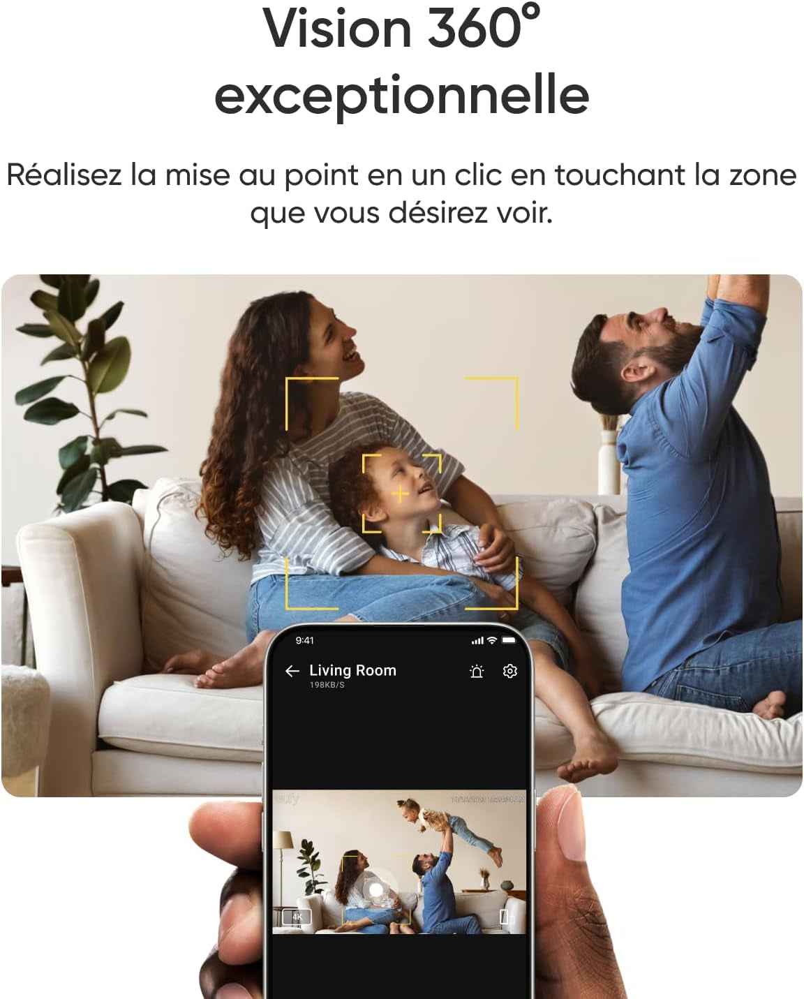 Eufy E30 4K Caméra Intérieure, Caméra De Surveillance Intérieure | Caméra Pour Bébés Et Animaux, 4K UHD, Rotation 360° Et Inclinaison, Vision Nocturne, Détection IA, Sans Frais Mensuels