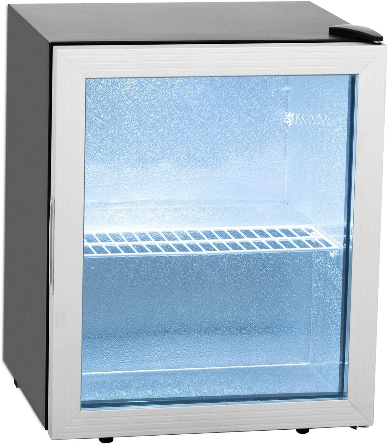 Frigo Boisson À Boissons Bouteille Bouteilles Réfrigérateur Vitré Vitre RCGK-54A (54 Litres, 64 W, 0-10 °C, Éclairage LED, Pieds Réglables, Aluminium/Inox)