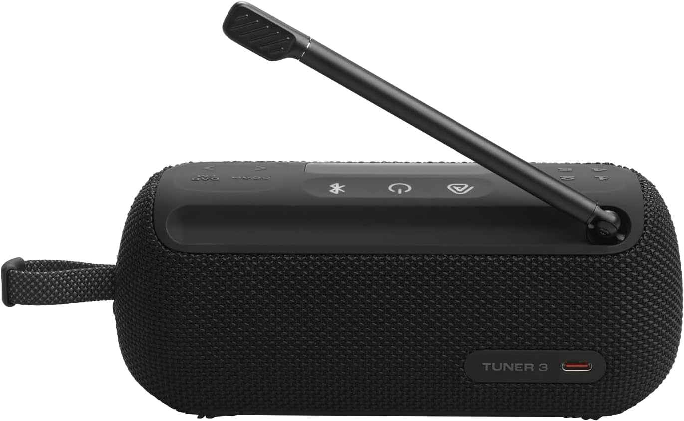 Tuner 3, Radio Portable Dab/Dab+/Fm Avec Bluetooth, Noire | 6 Préréglages, 15 H D'Autonomie, Étanchéité IP68, Auracast, Compatible Avec L'Application  Portable