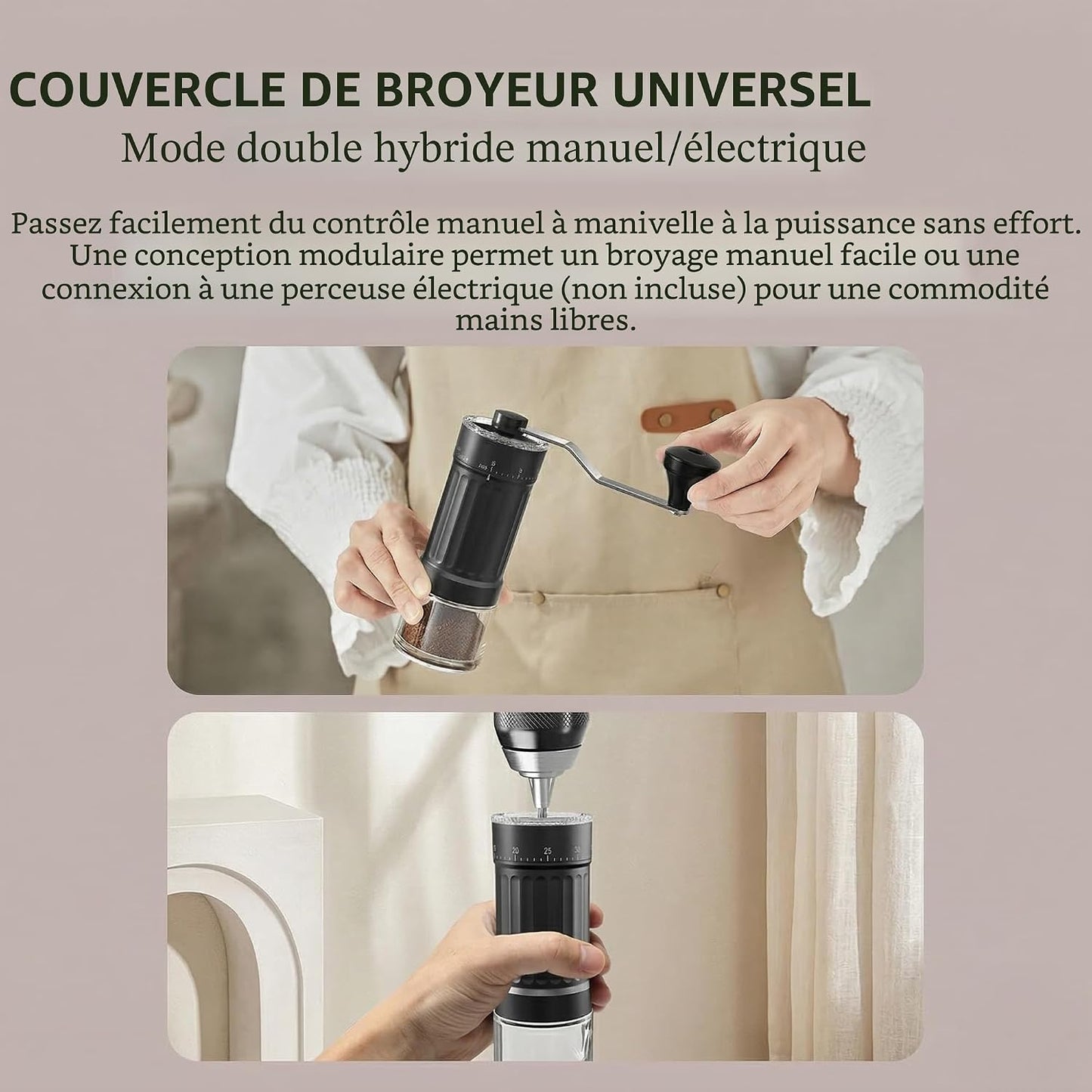 Moulin À Café Manuel Extérieur Réglable Avec Mécanisme Conique De Haute Précision En Céramique, Réglage À 40 Niveaux, Adapté Pour Aeropress, Pour over Et Moka.