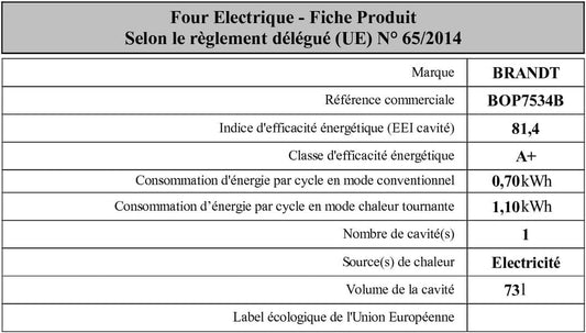 FOUR MULTIFONCTIONS PYROLYSES 73L CLASSE A+ NOIR