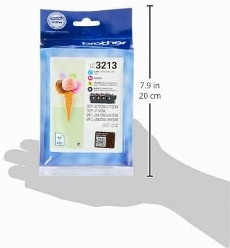 Brother Lc3213Val Cartouche D'Encre – Cyan/Magenta/Jaune/Noir | Noir/Cyan/Magenta/Jaune, Multi-Pack, Haut Rendement, Comprend 4 Cartouches Jet D'Encre, Fournitures Authentiques Brother