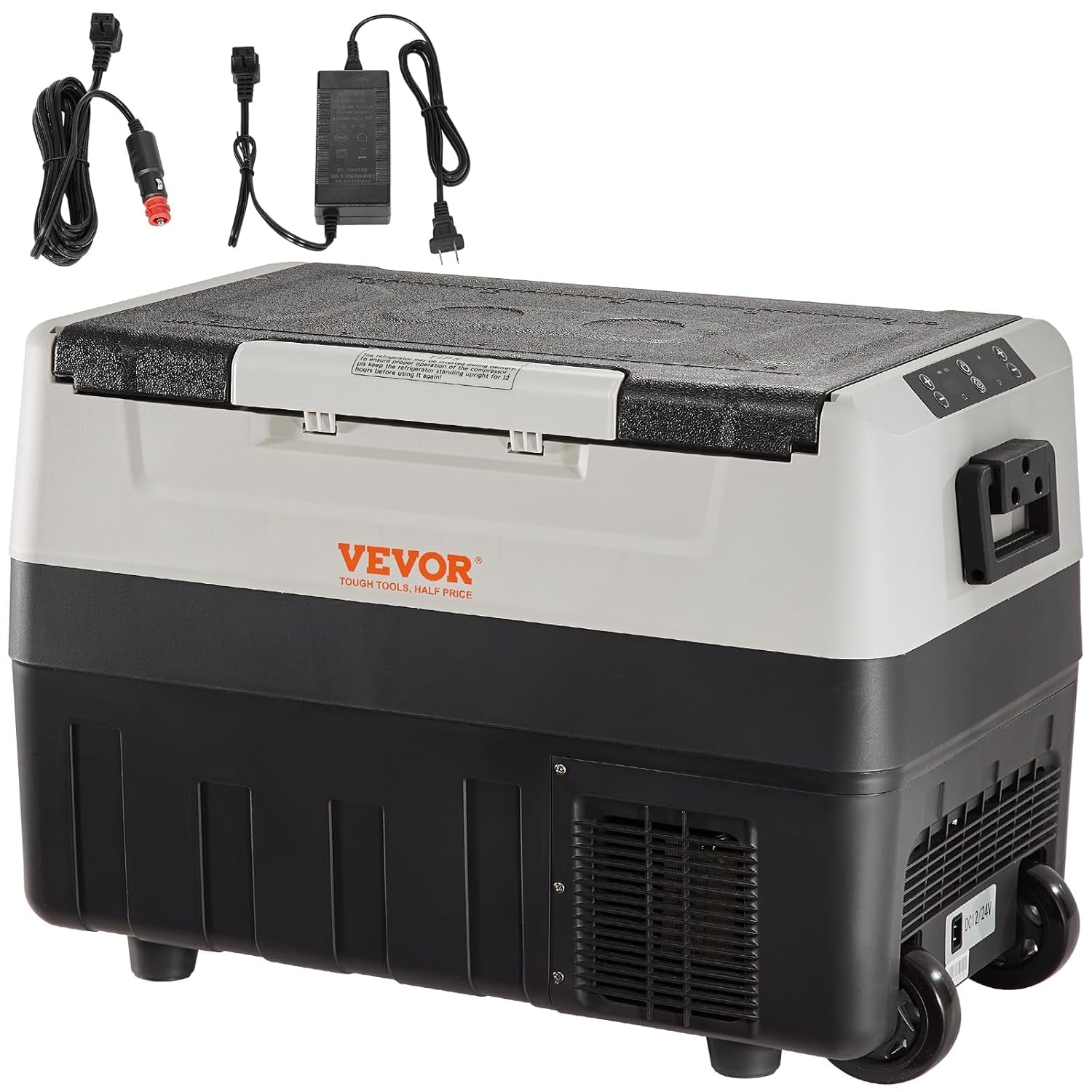 Glacière Électrique Portable De 55 L Réfrigérateur De Voiture Portable 12/24 V CC 100-240 V CA Frigo Voiture Double Zone 0,6 Kw.H -20 °C À 10 °C Réglable Congélateur Pour Camion Bateau Camping