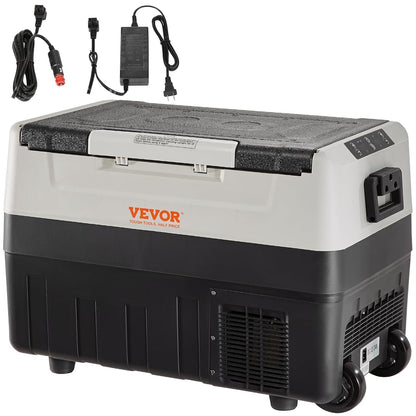 Glacière Électrique Portable De 55 L Réfrigérateur De Voiture Portable 12/24 V CC 100-240 V CA Frigo Voiture Double Zone 0,6 Kw.H -20 °C À 10 °C Réglable Congélateur Pour Camion Bateau Camping