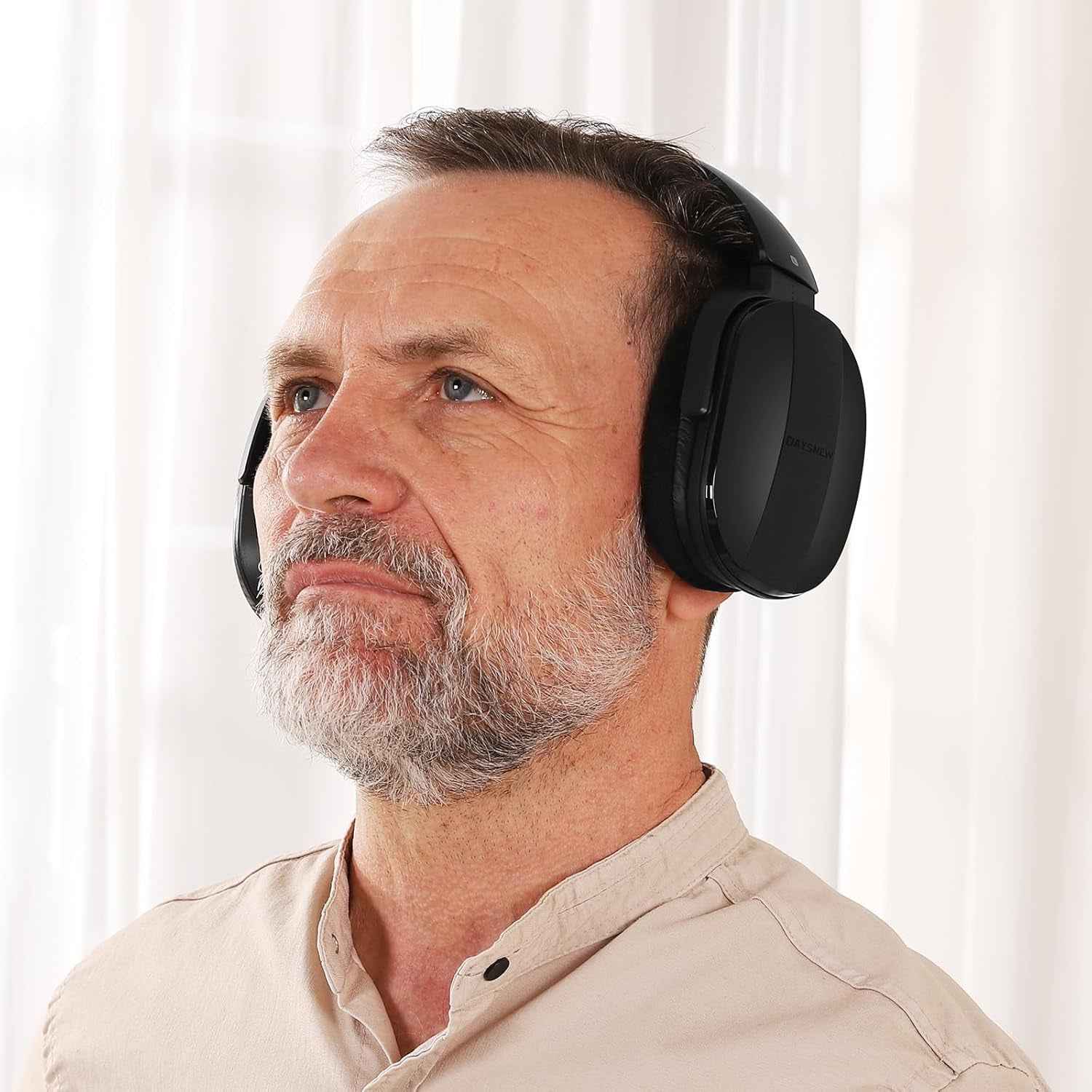 Casque Sans Fil Pour Regarder La Télévision Avec Station De Charge Et Émetteur RF, Casque TV Confortable Pour Seniors, Compatible Avec Toutes Les Télévisions (Noir)