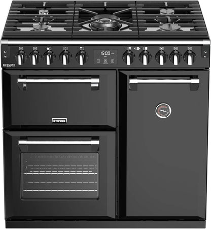 Stoves Richmond S900 Df Deluxe Range Cooker Comptoir Gaz À Noir - Cuisinière (Range Cooker, Noir, Rotatif, Chrome, Dessus Avant, Comptoir À Gaz)