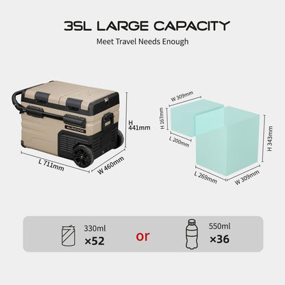 TAW35 Glaciere Portable Réfrigérateur Voiture 35 Liter Camping Congélateur 12/24V Mini Frigo Pour Maison, Bureau Ou Pique-Nique En Plein Air/ -20 À 20℃