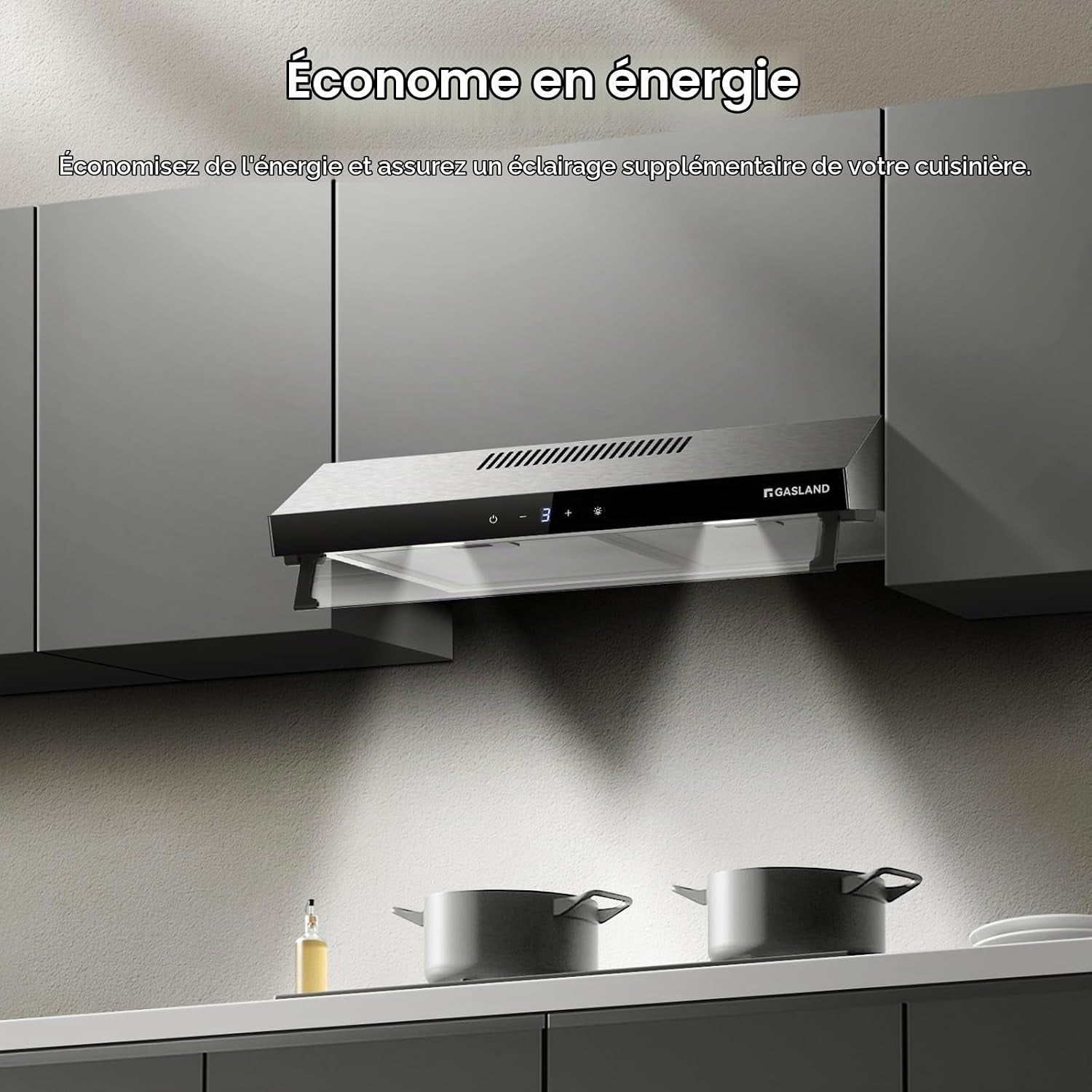 Chef UC60SS Hotte Aspirante Design À Double Moteur 60Cm Hotte Aspirante Silencieuse 333 M³/H Touch Control Hotte Sous Plan Hotte Aspirante Acier Inoxydable Argenté Avec Filtre À Charbon Actif