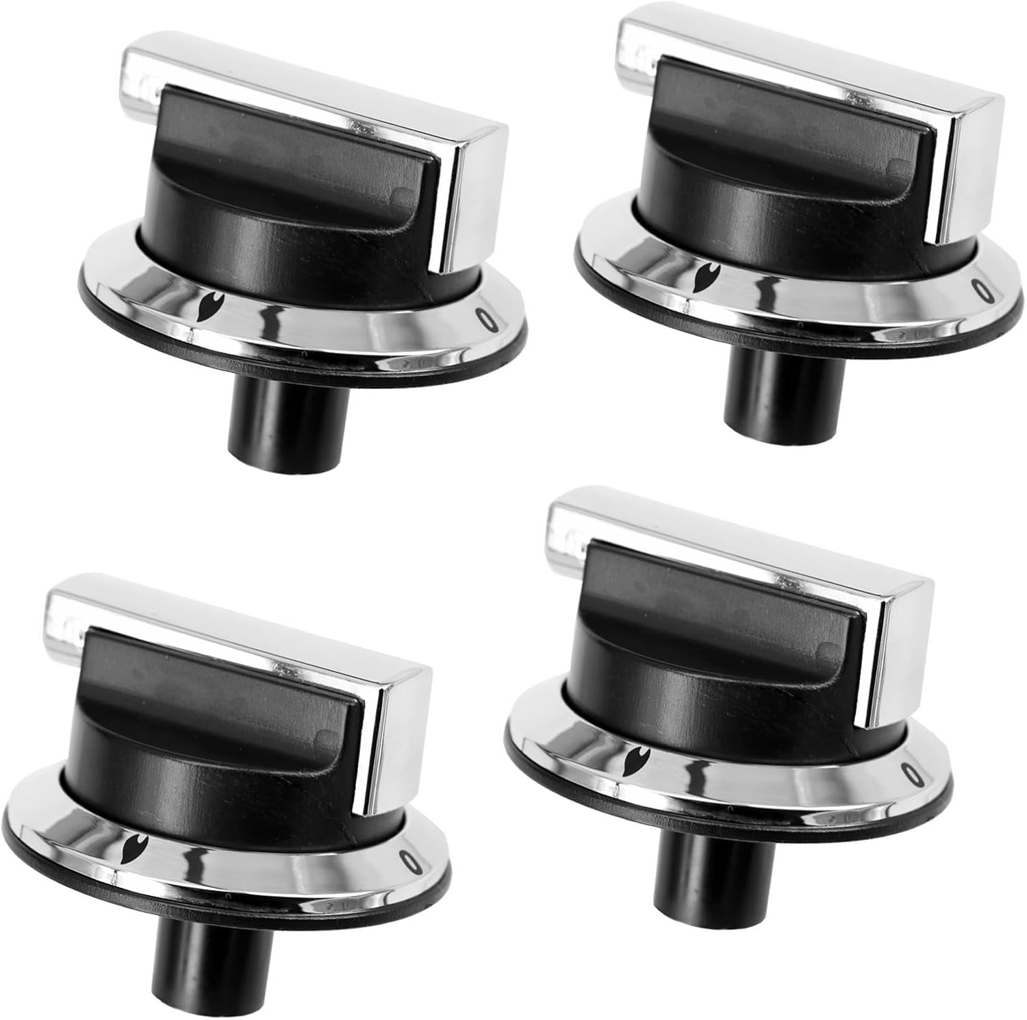 Lot De 4 Boutons De Commande Compatibles Avec Four/Cuisinière Rangemaster 90 100 110 DF Elite Professional - Noir/Chromé